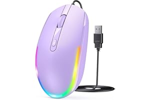 Seenda Wired Mouse, LED RGB Backlit Mouse with 1.5m USB Cable, 1600 DPI Silent Ergonomic Portable Computer Laptop Corded Mice for All USB Enabled Devices - Purple