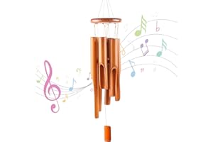 TTYSHIP® Campane a Vento Bambù, 66cm Scacciapensieri da Appendere Bamboo con 6 Tubi, Scacciapensieri da Esterno Bambu per Giardino, Cortile, Decorazione della Casa