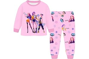 GENERIC K Pop D-Demons Hunter Clothing Sets Girls Long Sleeve Music Party Nighties Cartoon Tops and Pants for Kids 2 Pieces Kids Merch Clothes Long Sleeve Music Party House Wear