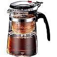 Goodern 500ML Glass Teapot with Removable Tea Infuser Clear Tea Kettle with One Button Press to Filter the Tea Soup Loose Leaf and Blooming Tea Maker Glass Tea Pot Perfect Tea Maker Glass Teapot Gift