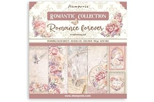 Stamperia Blocco per Scrapbooking 10 Fogli 30,5 x 30,5 (12 x 12) Romance Forever, Multicolore, 30 x 30 cm