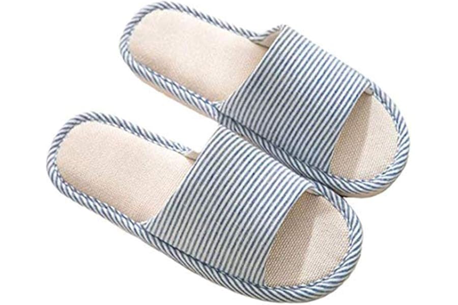 AioTio Women and Men with Open Toe Soft Casual Cotton Linen Home Slippers Comfortable and Breathable Non-Slip for Indoor and Outdoor