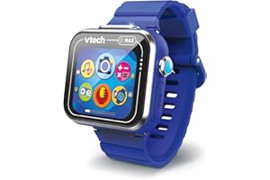 VTech - Kidizoom Smartwatch MAX Azul, Reloj Inteligente para niños, Doble cámara de Fotos, vídeos, Juegos, Pantalla táctil Horizontal, Versión ESP