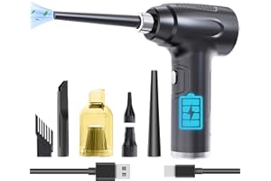 FuGuiB Souffleur de poussière électrique, 2 in 1 Cordless Air Duster & Pc aspirateur, aspirateur Clavier Replace for Air Can, pc Nettoyage, Ordinateur Portable, Voiture, canapé (Blanc)