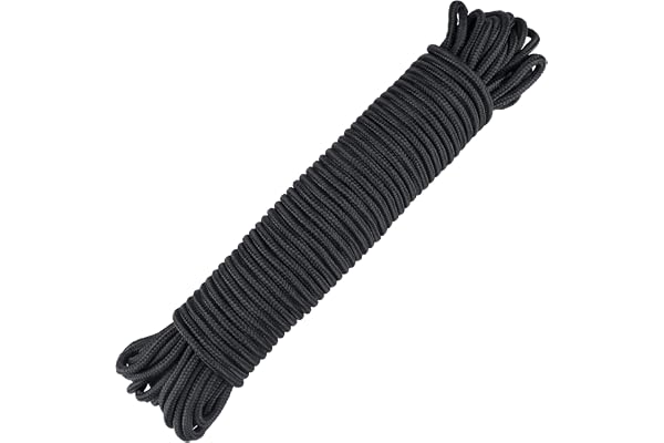 G2PLUS 30M Corde en Nylon 6 mm Corde Noir Polypropylène Corde,Paracorde en Nylon Indéchirable D'épaisseur,Pour Harnais à voile D'ombrage,Camping,Activités de plein Air