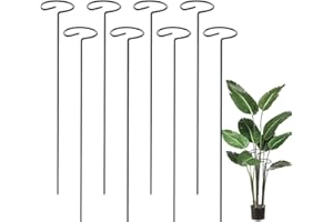 Garden Mile Heavy Duty Large Circular Plant Growing Support Frame Adjustable Spiral Rings Plant Support Stakes for Climbing Plants, Flower and Vegetables 10pc Single Stem Metal Plant Support Rings