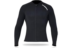 HUIOP 2mm Neoprene Uomo Donna Top da sub con cerniera frontale Mute Giacca a maniche lunghe Top muta per snorkeling Diving Surf Sport acquatici Nuoto,Muta