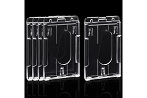 Rebanky 5 sztuk pionowych uchwytów na identyfikatory na karty z przegródkami na kciuki, przezroczyste, twarde, 2 etui na karty, plastikowe, przezroczyste identyfikatory, karty kredytowe, bilety jazdy