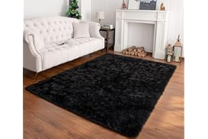 linyingdian Tappeti di Zona Moderna Ultra Morbida Soffici tappeti Soggiorno Adatto per Bambini Camera da Letto Home Decor Nursery Tappeti (Nero, 120x160cm)