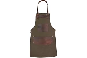 Leathershire Full Grain Leather Canvas Apron Butcher DIY BBQ Cooking Blacksmith Barber woodwork apron
