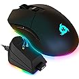 KLIM Blaze Pro Rechargeable Wireless Gaming Mouse with Charging Dock RGB - New Version - High-Precision Sensor and Long-Lasting Battery - Up to 6000 DPI - Great PC Gaming Mouse Wireless