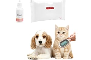 NEXORIA Szczotka do czyszczenia sierści zwierząt domowych, 4 w 1, uniwersalny przyrząd do usuwania węzłów zwierząt domowych ze zbiornikiem na wodę i wilgotnymi chusteczkami, samoczyszcząca szczotka dla kota, grzebień do pielęgnacji zwierząt domowych, szczotka do sierści kota (mokre chusteczki)