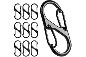 BOUMVID 10 Stück S Karabiner Mini Karabinerhaken Metall Doppelkarabiner 8 Förmiger 2 Öffnungen 31mm Kleine Karabiner Klein für Outdoor Camping Zuhause Wandern Schwarz
