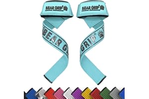 ‎BEAR GRIP BEAR GRIP Straps - Premium Neopren-gepolsterte, doppelt genähte Heavy-Duty-Gewichthebegurte mit Gel-Griff, 100% Baumwolle, Extra lange Länge