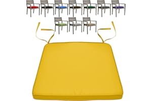 KISAA Living Water-Resistant And Comfortable Chair Cushions Seat Pads With Ties For Indoor And Outdoor, Removable Cover, Use In Your Home, Garden, Office And Coffee Shop (40cm x 40cm x 5cm, Yellow)