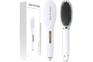 Brosse Lissante pour Cheveux OMA & ME - Brosse Chauffante Lissante & Brosse Coiffante Ultra Légère - Peigne chauffant en ceramique, 8 Niveaux de Chaleur (160° à 230°) - Pour cheveux fins ou épais