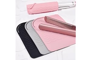 LUXIREMI Silicone Heat Resistant Mat for Hair Straightener, Curling Irons, Flat Iron, Curling Iron, Multifunctional Non-Slip Mat Pad for Hot Hair Styling Tools (Pink)