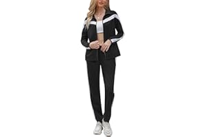 Terecey Damski dres sportowy, zestaw z długim rękawem, zimowy dres do joggingu, bawełna, dres rekreacyjny, kurtka z kapturem, spodnie sportowe, damskie