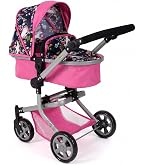 Bayer Chic 2000 Poussette de poupée Leni, Poussette combinée 2 en 1 avec Sac de Transport Amovible, Poussette pour poupées jusqu'à 46 cm, confettis