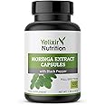 Yelixir Nutrition Moringa Capsules 5450mg, High Strength Moringa Leaf Extract 120 Veg Capsules with Black Pepper, No Added Fillers Like Brown Rice Flour