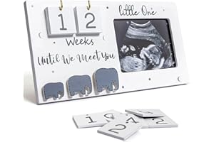 FLITI Baby Scan Photo Frame, Ideal Mum to Be Gift, Pregnancy Gift with Countdown Calendar and Changeable Mats, for Baby Announcement and Gender Reveal Ideas, Nursery Picture Frames