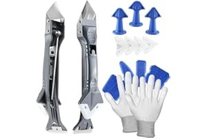 GMILI 5 en 1 quita silicona herramienta, kit de calafateo Equipado con raspador de acabado de calafateo de Acero Inoxidable, aplicador silicona, aplicador mortero juntas para Ventana,Cocina,Baño (B)