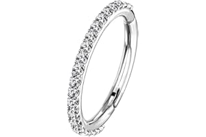 OUFER 16-Gauge Stainless Steel Cartilage Stud Earrings, Five Petals, Clear Cubic Zirconia Flower, Tragus, Helix