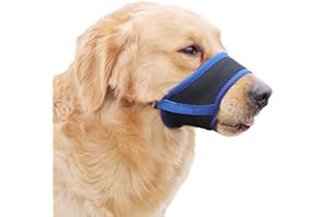 Anlitent Soft Air Mesh Dog Muzzle for Small/Medium/Large Dogs, Dog Mussel Stop biting, Barking & Chewing, Drinkable Adjustable Gentle Pet Muzzle for Nail Trimming & Vet visit,5 Sizes (Blue, 2XL)