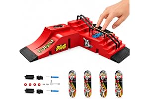 SGZIOO 2 stycken Fingerboard Ramps Set, Finger Skate Park med 4 Fingerboard och DIY-ramper, Träningstillbehör för fingersport, slumpmässiga färger