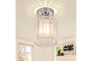‎FRIXCHUR FRIXCHUR Kleiner Kronleuchter Kristall Deckenleuchte Semi Flush Mount Deckenbeleuchtung Halterung Moderne Kristall Deckenleuchte für Flur Küche Insel Esszimmer Schlafzimmer E26 Basis Chrom