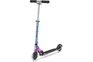 Micro® | Micro Sprite LED Scooter 2 Ruedas Niños | Patinete y Puños Plegables | Ruedas con iluminación LED | Ligero y Regulable en Altura | +5 Años | Niños y Niñas