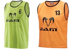 RAM SPORTS Ram Rugby Mesh Polyester Numbered Training Bibs - Set of 15 Bibs - 5 Sizes - 2 Colour options