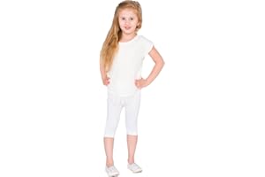 hi!mom Girls Cropped Leggings 3/4 Lenght - Cotton Basic Opaque Stretchy Dance Sport School Summer Capri Leggings - Pants for Kids Leggings