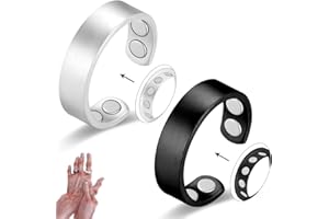 Vicmag 2PCS Copper Magnetic Rings for Women & Men with Strong Magnets 99.99% Solid Pure Copper Adjustable(Silver & Black)