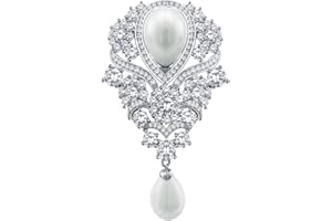 QUKE Glänzende österreichische Cubic Zirkonia Kristall Braut Brosche Pin für Frauen und Mädchen Bräute Hochzeit Brosche Pin
