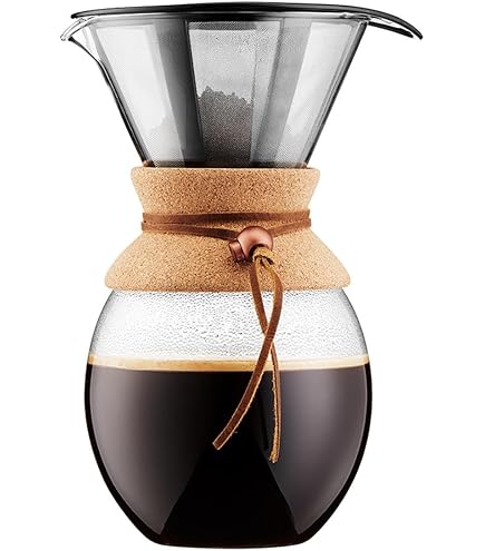 Cafetière Over Verser 600 Ml Verre Borosilicate + 100 Filtres - Col Noyer, Couvercle Verre, Pour 1-3 Tasses, Goutte à Goutte