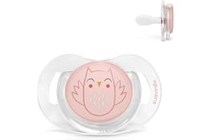 Suavinex, Ciuccio Premium per Neonati 0-6 Mesi. Ciuccio con tettina simmetrica SX Pro in silicone Tettina piatta e simmetrica. Bonhomia, Rosa