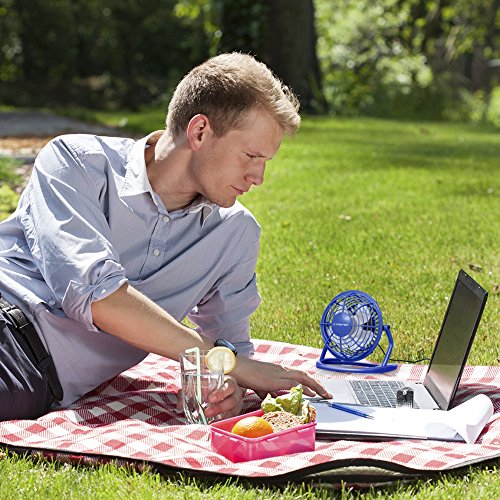 TROTEC TVE 1B Mini USB Ventilator / Fan / Lüfter in Atlantic Blue, geräuscharm mit An/Aus-Schalter, 360° Neigungswinkel, ideal für Schreibtisch Laptop Notebook, oder unterwegs (blau) - 6