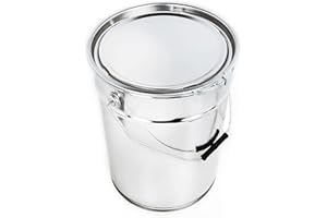BenBow Tinplate Bucket 4.4 gal (20 L) with lid and clamping ring - airtight, opaque, empty, round - storage container with metal handle