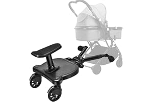 SANBOUSI Buggy Board pour poussette universelle Kiddy Board Buggyboard avec siège à 360 ° 2 roues stables pour enfants de 2 à 6 ans (25 kg)