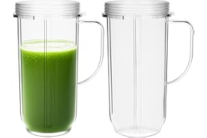 YUR1HELP 650ml Becher Entsafter Tassen Kompatibel mit Nutribullet Magic Bullet 200W Elektrischer Mixer - 22 Unzen Groß Cups Zubehör Ersatzteile für Mr Magic Mixer (2er-Pack)