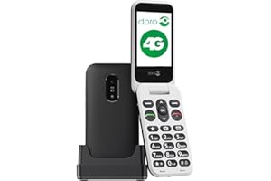 DORO - Téléphone À Clapet Doro Leva E22 4G Seniors - Grand Écran 2,8", Touches Contrastées, Son Fort & Clair, HD Voice, Caméra, Touche Doro Secure - Avec Station De Recharge - Noir/Blanc