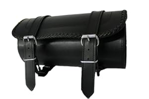 BIKERS GEAR AUSTRALIA Bikers Gear MOTORCYCLE PU LEATHER BIKERS TOOL ROLL BRAIDED SISSY BAR BAG