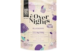 La Newyorkina Overnights Blueberry 400g Copos de Avena Finos con Arándanos Deshidratados y Proteínas Naturales – Oatmeal para Batidos – Porridge para Desayunos – Vegano