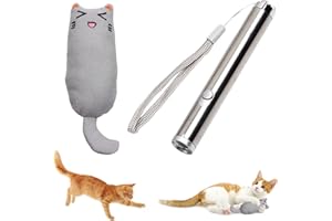 MOSNOW Jouet pour chat - 1 pointeur LED 2 en 1 et 1 jouet pour chat - Jouet interactif pour animal domestique - Outil d'entraînement en intérieur