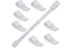 Sangles Anti-Basculement pour Télévision et Meubles Bébé Earth - Lot de 8 Attaches Solides avec Fixation pour TV, Placard et Plus - Sécurité des Enfants et Bébés - Bloque-porte Offert - Blanc