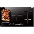 Karinear Induction Hob, 5 Zone Induction Cooker, Built-in 90cm Induction Hob, Electric Hob with Touch Slide Control, Timer, Child Lock, Boost