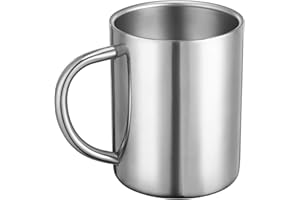 Bidponds 400 ml kubek do kawy o podwójnych ściankach, kubki do herbaty ze stali nierdzewnej, podróżne kubki kempingowe