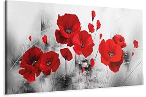 Cuadros B&D XXL - Cuadro en Lienzo Flores 135x45 cm 1 pieza - Impresión en material tejido no tejido cuadros decoracion salon modernos lienzos decorativos dormitorios - Amapolas b-A-0339-b-a