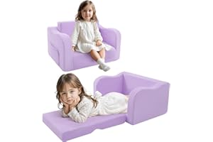 MeMoreCool Divano per bambini pieghevole, comodo divano letto per bambini, 2 in 1, divano letto per bambini e bambine, colore: viola